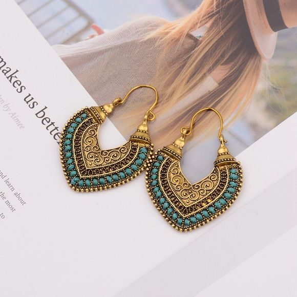 🌺Vintage Ethnic tribal crochet hoop Earring - Picture 2 of 16